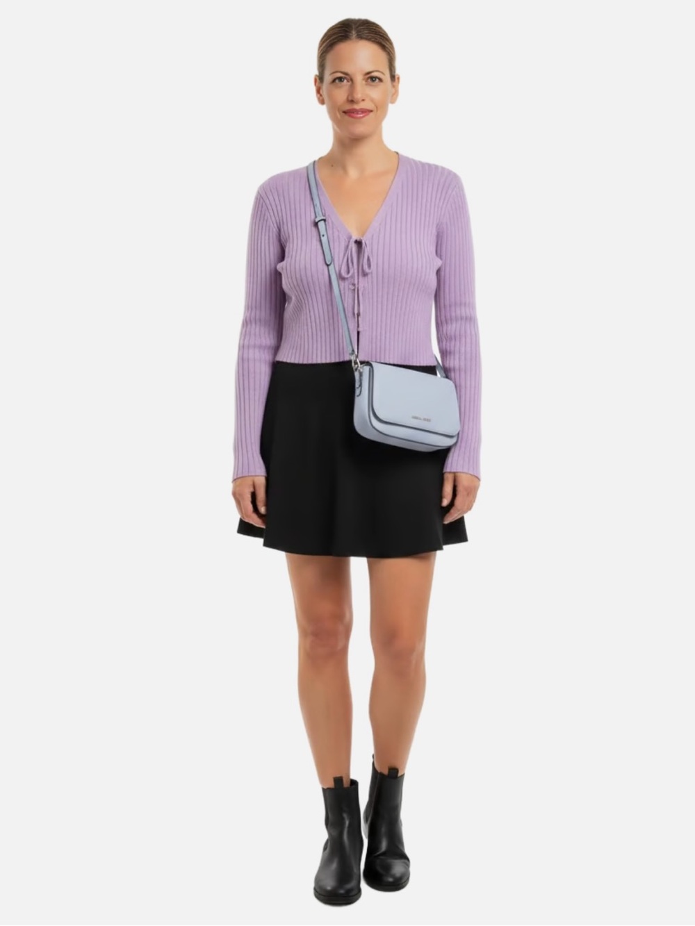 Mango Lilic Purple Knit Tue-Front Cardigan Long Sleeve Sweater - Picture 9 of 9